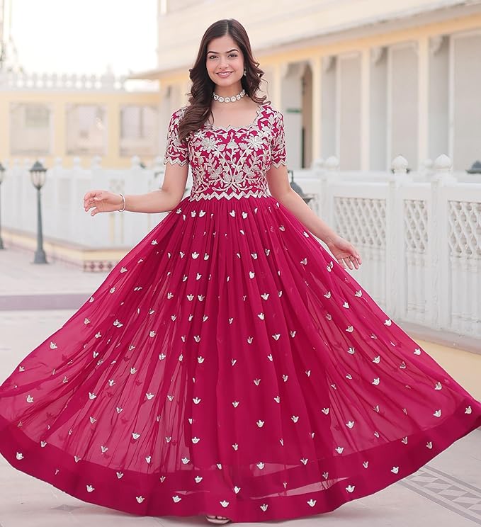 fashion basket women's georgette anarkali ankle length fashion vest